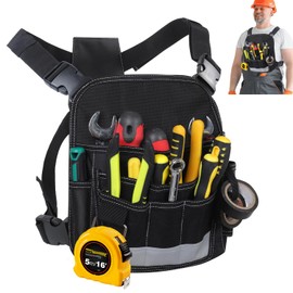 LOTCAIN Electrician Tool Pouch Heavy Duty 26 Pockets Tool Pouch Portable Bag for Men Adjustable Tool Chest Bag Organizer for Technician Maintenance Electrician Carpenter Woodworker Roofing