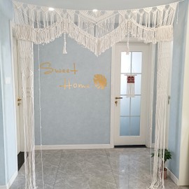 Kiido Large Macrame Wedding Backdrop(71" W x 86" L) for Arbor/Arch Bohemian Wall Hanging Decor Boho Doorway/Window Curtains Room Divider