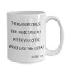 Coffee mugs with bible verses Proverbs 12:26, gift ideas for