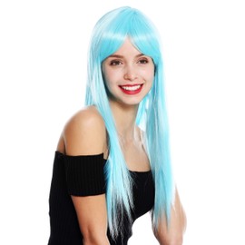 WIG ME UP - VK-8-T4516 quality women's wig long sleek long fringe blonde parted light blue ice blue