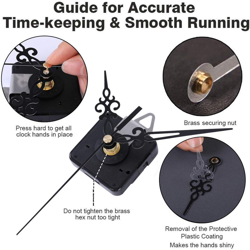 EMOON 2 Pack Non Ticking Clock Mechanism with 4 Pack