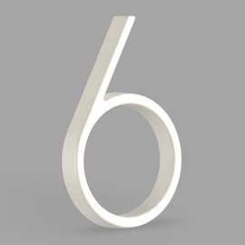 Hasware Floating House Number Sign, 12 cm, Modern Door Numbers, Signage, Plaque, Street, Home Address, Numbers (White, 6)
