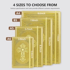 JOHSBYD Christian Notebook Gifts for Women Men,Religious Bible Verse Notebook,Faith Prayer Journal for Women Christian Easter Gifts School Supplies (A4 Cross Yellow)