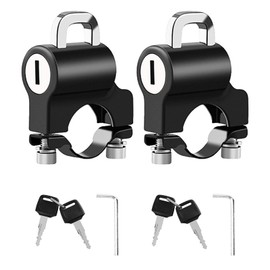 Windance 22mm 7/8" Motorcycle Helmet Lock Anti-Theft,Security Aluminum Alloy Iron Black Padlock for Bicycle Motorbike Scooters,Handlebar Mount (2pcs)