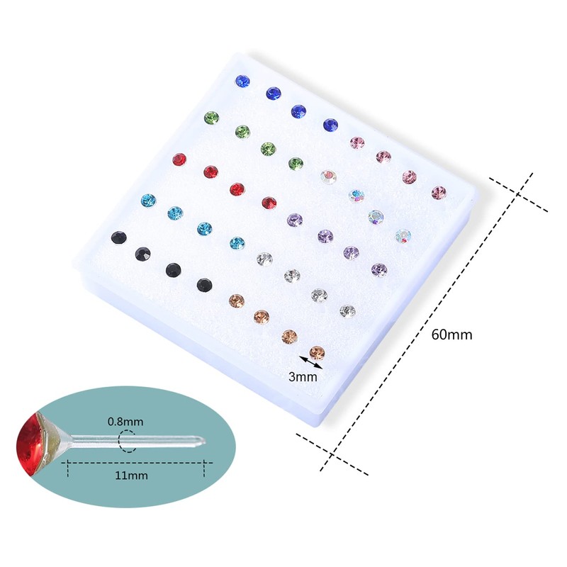 AoedeJ 40 Pcs Colorful Earrings Cubic Zirconia Earrings Studs With