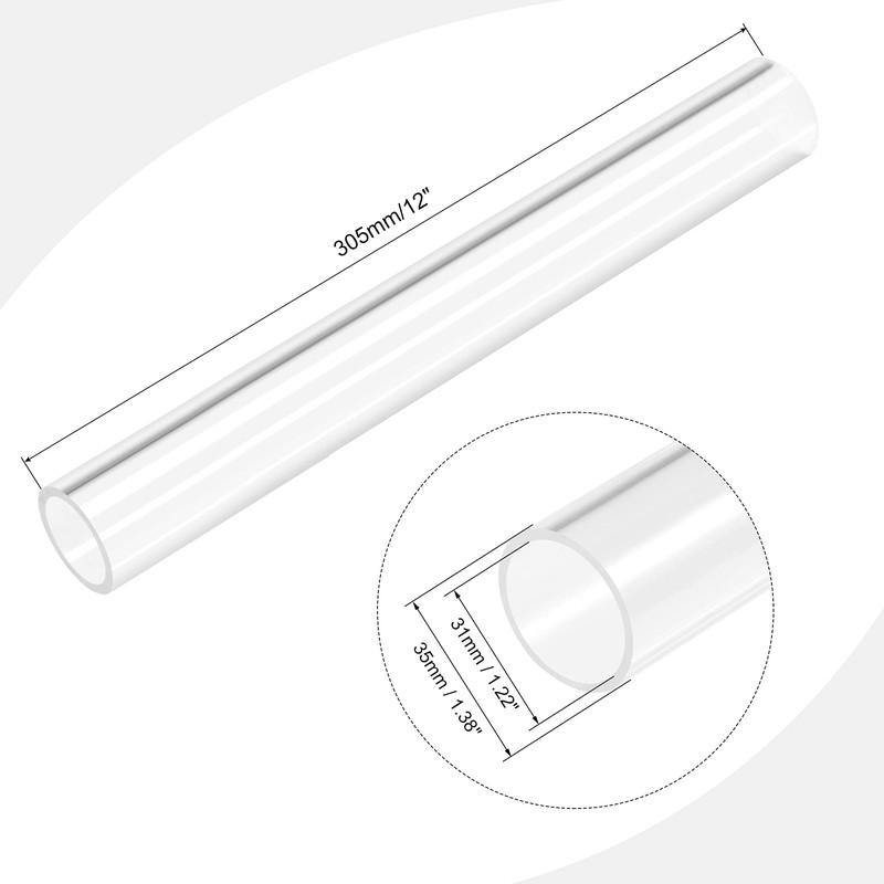 sourcing map PVC transparent tube, inner diameter 31 mm, diameter