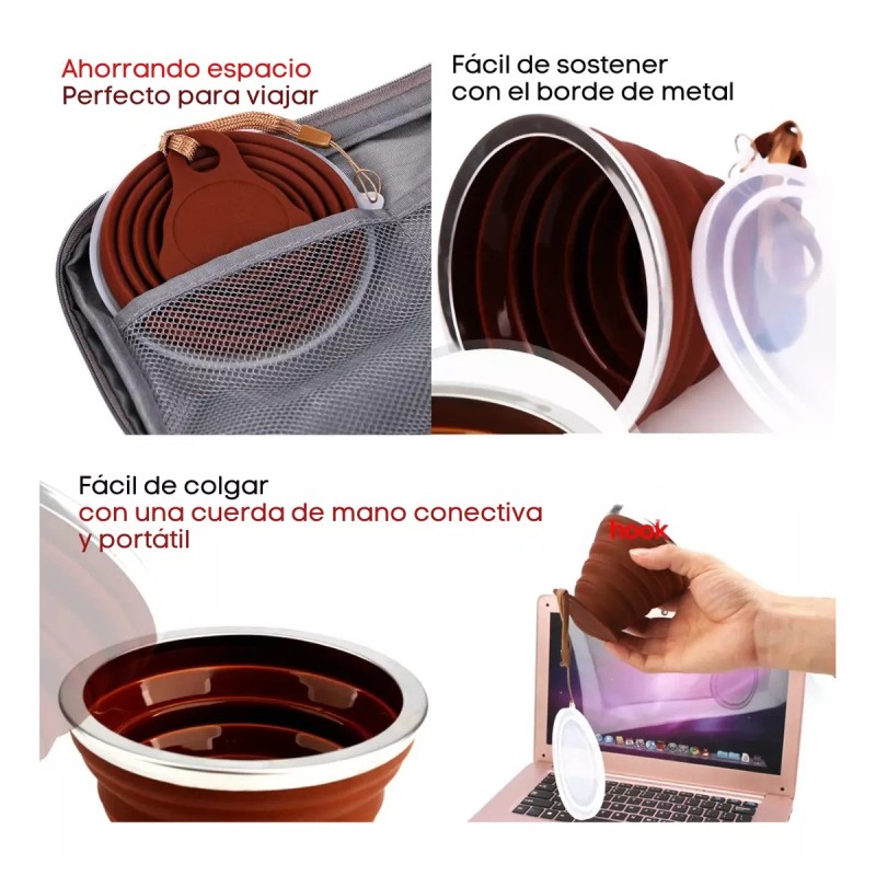 Mafab 5 Pieza Vaso De Silicona Plegable Con Tapa Y