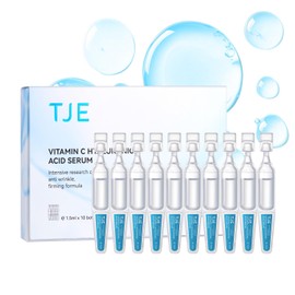 TJE Ultra Hyaluronic Acid Serum For Face, 5% Hyaluronic Acid Tubes with Vitamin C, Skin Tightening, Intensive Moisturizing, Anti-Aging & Skin Firming Serum (10 PCS)