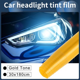 X AUTOHAUX Headlight Taillight Tint Film, Front Rear 70.87"x11.81" Car Fog Light Vinyl Sheet Cover PVC Gold Tone, 1 Pc