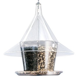 SKY CAFE Bird Feeder with Dividers, Four Seed Compartments, Large Squirrel Proof Bird Feeder with 17" Diameter Clear Dome, by Arundale Products - Free Mug