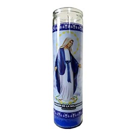 Staci19 Miraculous Mother (Virgen de la Milagrosa) Blue Devotional Candle