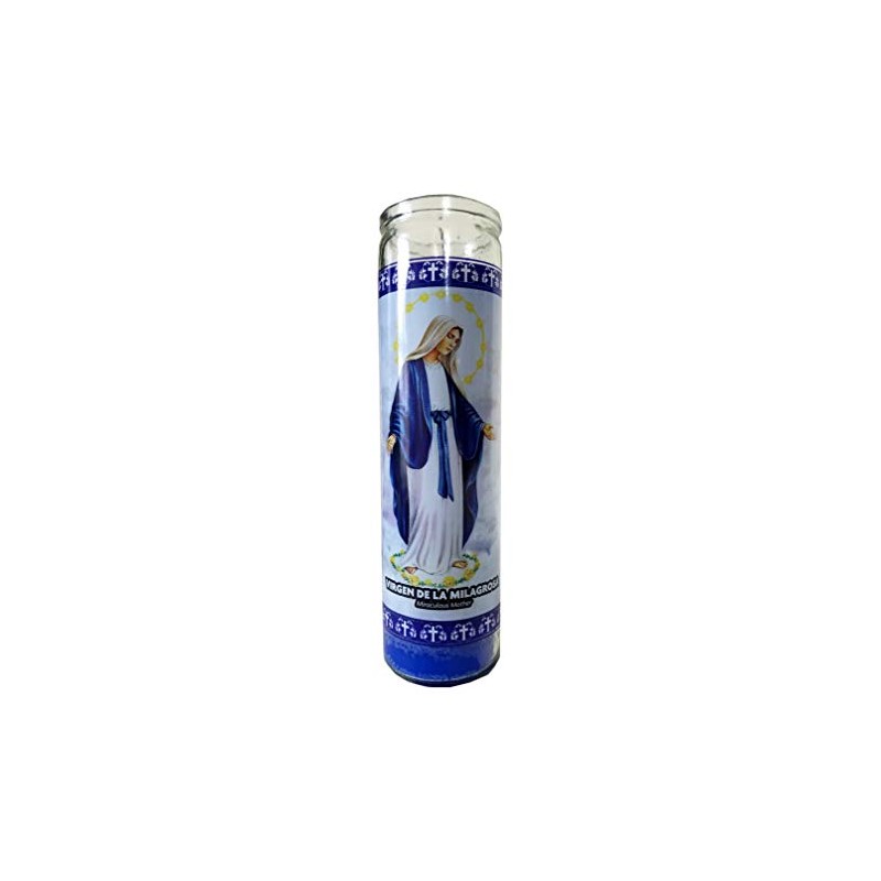 Staci19 Miraculous Mother (Virgen de la Milagrosa) Blue Devotional Candle
