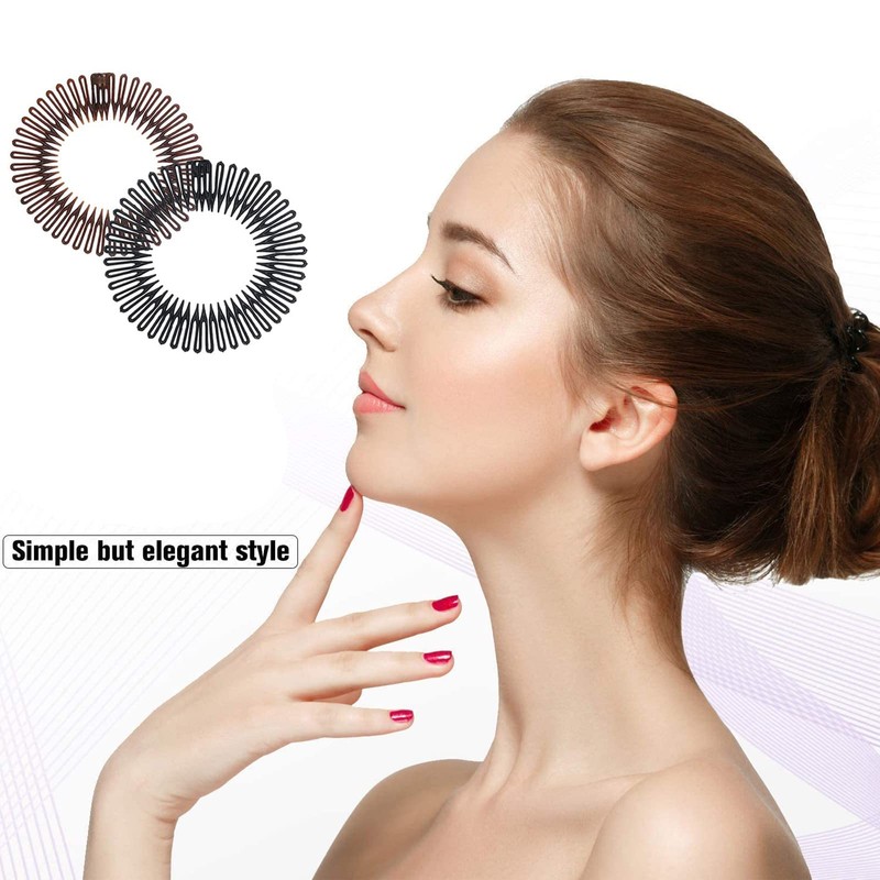Pack of 4 Full Circle Stretchy Comb Circular Plastic Hair