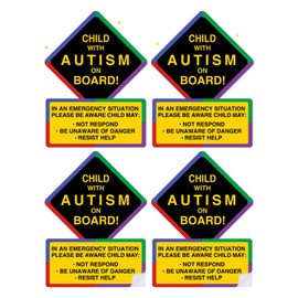 Dakchor Autism Awareness Car Magnet 4 Pack - Reusable, Waterproof Magnetic Sticker for Bumper - No Adhesive for Metal Surfaces Suggests Vehicle Passenger May Have Autism