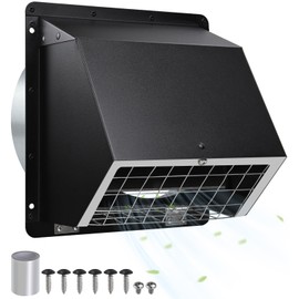 6" Vent Cover for Exterior Wall Vent Hood Outlet Airflow Vent Dryer Air Vent,Outside Dryer Vent Cover Exhaust Vent with Screen&Cushioned Flap,Dryer Exhaust Vent Cap for Range Hood HVAC Duct AC Venting