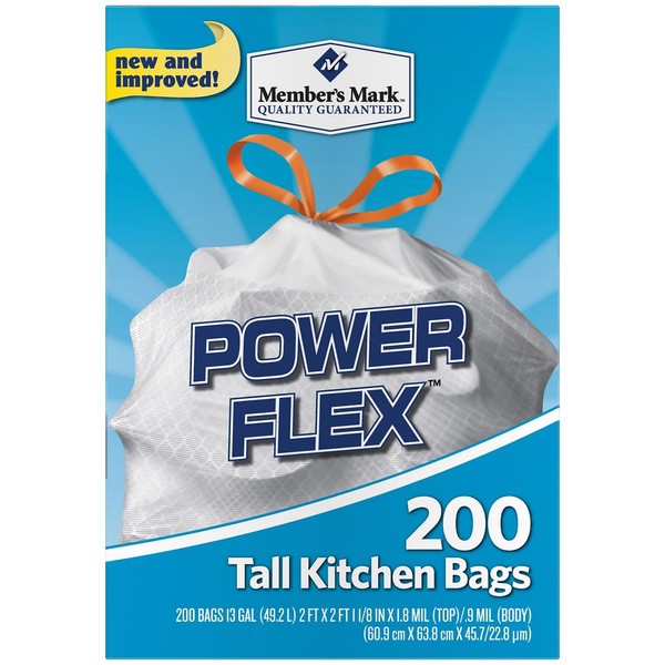 Member's Mark Power Flex Tall Kitchen Simple Fit Drawstring Bags (Original)