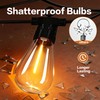BYIZO 50FT Outdoor String Lights with Remote, 20 Dimmable Shatterproof