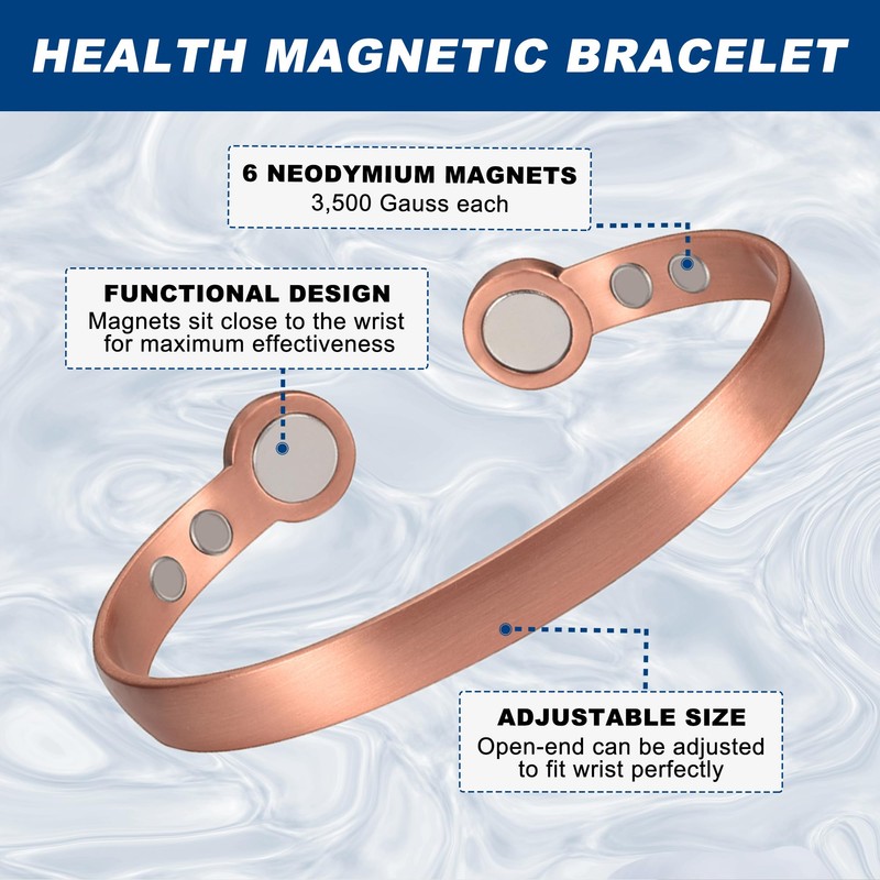 EnerCoppeX Copper Bracelets Brazaletes for Women, Adjustable Cuff Bangles, Cross