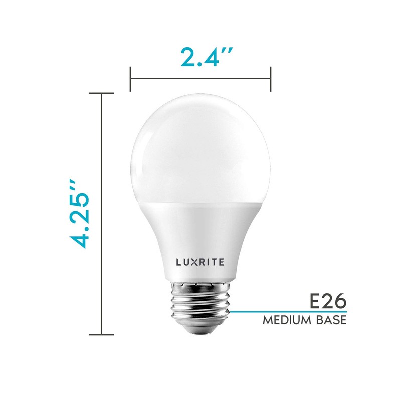 LUXRITE A19 LED Light Bulb 60W Equivalent, 3000K Soft White