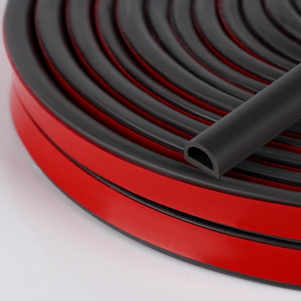 Silicone Weather Stripping Door Seal, 20FT Self Adhesive D-Shaped Door