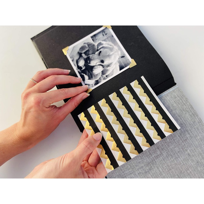 3L Scrapbook Adhesives Self-Adhesive Creative Paper Photo Corners, Gold, 108-Pack