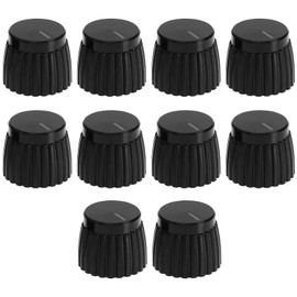ECSiNG 10PCS Audio Knobs Shaft Pots Knob Amplifier Push On Audio Knob Barrel Audio Knob Compatible with Marshall Amp JCM 800 900 2000 Plexi JMP, Black