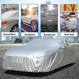 Tecoom Car Cover Waterproof UV-Proof Windproof for All Weather Indoor Outdoor Mirror Pockets Coupe/Convertible/Sport Car Fit for Ford Mustang, Chevy Camaro, 183-193 Inches Length