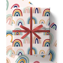 4 x Rainbow Wrapping Paper - HUGE 84cm x 60cm Premium Eco Gift Wrap for Birthday, New Baby, Christening, Kids, Boys, Girls, Teachers, Men and Women (4 Sheets & 4 Tags)