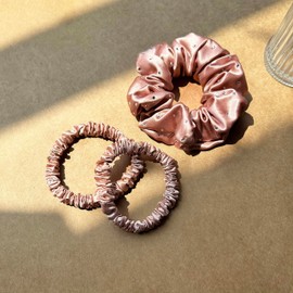 townssilk SKINNIE 3 Pack 100% Pure Mulberry Silk 22 Momme Hair Friendly Luxury Elastic Hair Scrunchies Hair Scrunchies Hair Bands (Luxury Diamonds)