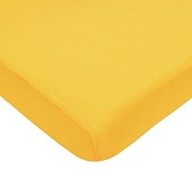 American Baby Company 100% Natural Cotton Fitted Crib Sheet 52" x 28" - Soft, Breathable, Hypoallergenic & Gentle Toddler Bed Sheet, Golden Yellow, Neutral for Boys & Girls