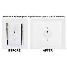 OVERSIZED Metal Outlet Cover, 2 Gang Jumbo Outlet Cover (for 1 Centered Device), Wall Plate Cover for 1.406" Single Simplex Style Receptacle, Steel Painted White - UL Listed, 5.5" x 5.5" - Made in USA