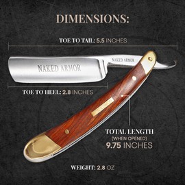 Naked Armor Solomon Straight Razor - Shave Ready Japanese Steel Straight Razors for Men with Algum Wood Scale, Case Included, Close Shave, Brown