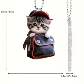 Adorable Kitten Acrylic Charm - 2D Flat Car Mirror Ornament & Keychain - Cute Backpack Pendant & Home Decor for Cat Lovers