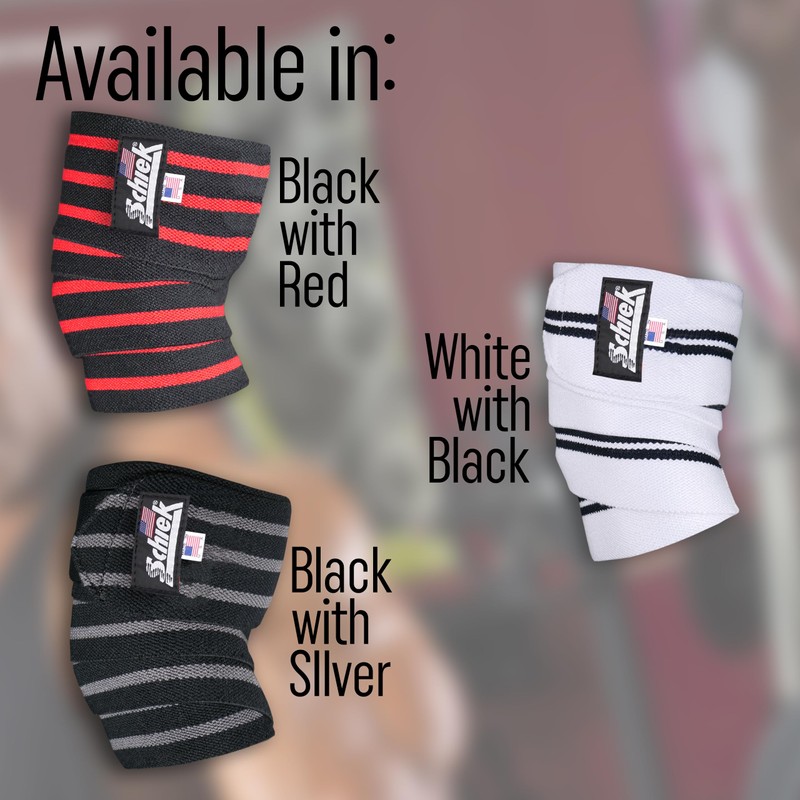 Schiek Sports Blackout Cotton Elastic Hook & Loop Knee Wraps