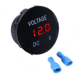 DMWD 1Pc Car Voltage Gauge 12V 24V LED Display Voltmeter Compatible with Vehicle Motorcycle Truck Camper ATV UTV Boat Marine (Curved Surface Red LED)