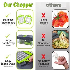 Vegetable Chopper Slicer 14 in 1 Multifunction Veggie Dicer Cutter Onion Chopper for Tomato Potato Carrot Garlic Fruits and Salads Slicing Chopper with Container Dicing Shredding with Egg Slicer