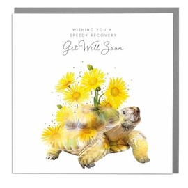 Wishing You A Speedy Recovery - Tortoise - Get Well Soon Card with Grey Envelope by Lola Design