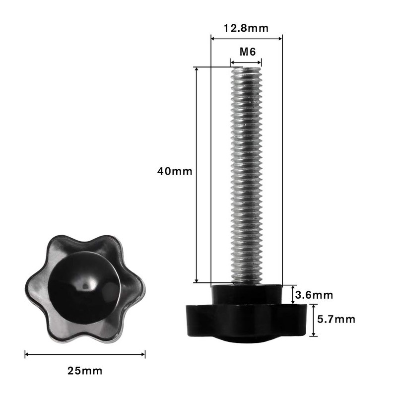 SPEEDWOX Knob Screws, M6 x 40, 6 Pieces, Yawata Screw,