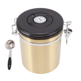 Airtight Coffee Canister, Stainless Steel Canister Coffee Storage Container with Airtight Lid Date Tracker and Measuring Spoon Coffee Grounds and Beans Container Coffee Jar for Beans Ground Tea(1.5L)