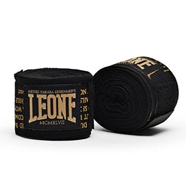 LEONE AB705/BKGD 1947 Boxing Bandage, Hand Wraps, Elastic Type, Closure, Normal Size, 9.4 ft (3.5 m), Black, Genuine
