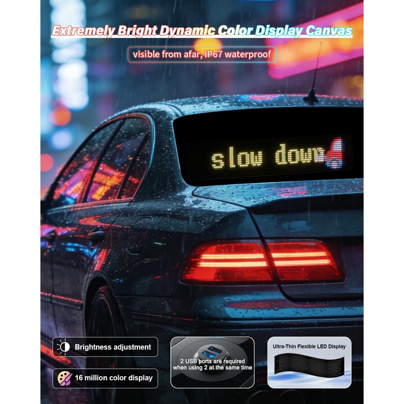 Devil Eyes Light 2-Pack, 14.7"x3.7" Ojos LED para carros, Programmable