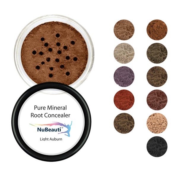 Root Concealer Touch Up Powder | All-Natural Crushed Minerals Without Brush | Fast and Easy Total Gray Hair Cover up For Black | Brown | Auburn and Blonde Hair .30 ounce (Without Brush, Light Auburn)