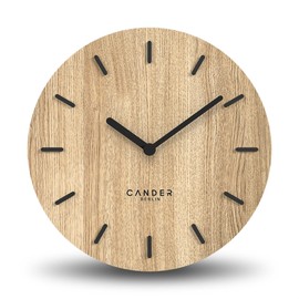 Cander Berlin MNU 2730 A Wooden Wall Clock Silent 30 cm Modern Oak Veneer No Ticking Kitchen Living Room Analogue Vintage
