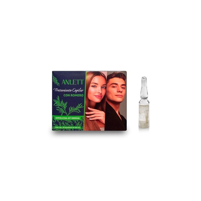 Tratamiento Capilar con Romero, Kit Mensual, 10 Ampolletas de 4ml,