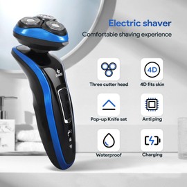 4 in 1 Electric Razors for Men, Rechargeable Electric Shaver for Wet and Dry Shaving with Cordless Beard Trimmer, Nose Hair Trimmer, Cleaning Brush
