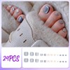 24Pcs False Toe Nails Short Square, Blue Cat Eye French