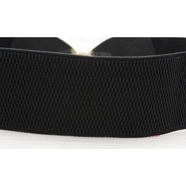 X&F Women's Elegant PU Bowknot Stretch Wide Belt Dress Decorative Waistbelts Black