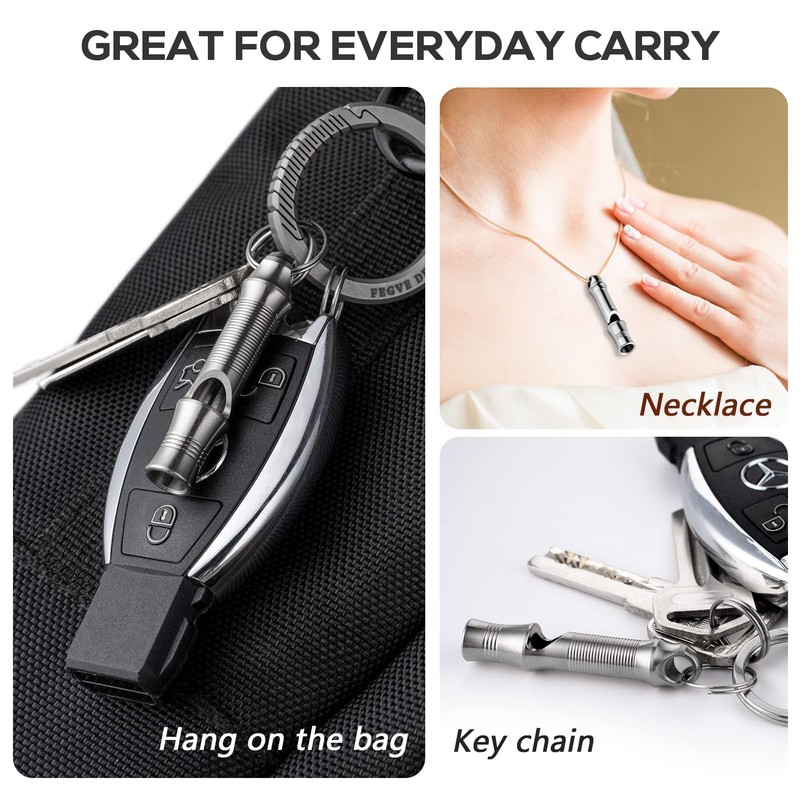 TISUR Titanium Emergency Whistle,EDC Safety Whistles Necklace Loud up to