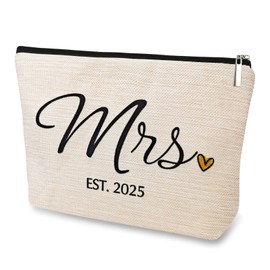 DJOLY Wedding Bridal Shower Gifts for Bride To Be 2025 Future Mrs Makeup Bag, Bridal Shower Decorations, Engagement Gifts Bachelorette Party Accessories for Women, Small Cosmetic Travel Zipper Pouch