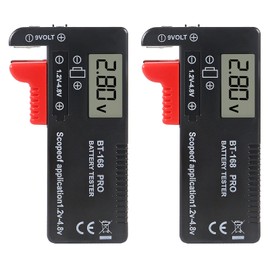Digital LCD Universal Battery Tester (Model: Bt - 168 PRO), Portable Battery Checker Battery Tester for AA AAA C D 9V 3.7V 1.5V Button Cell (2pcs)